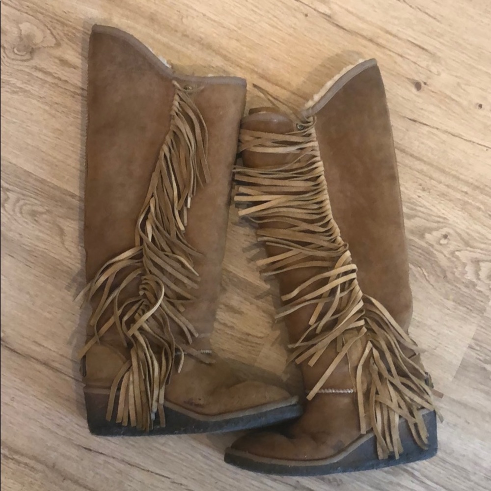 Koolaburra tall fringe wedge boot ugg
